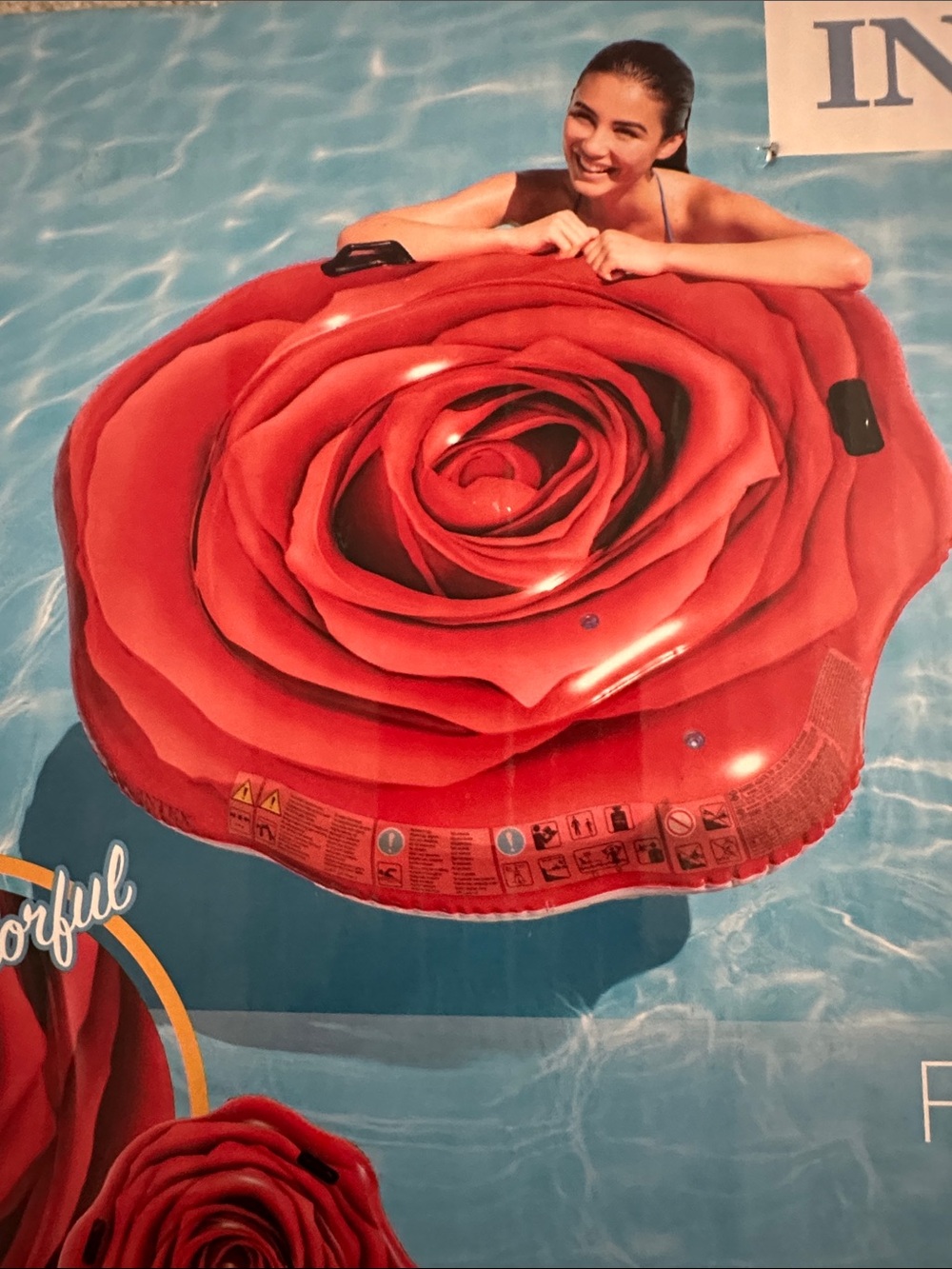 Intex Red Rose Pool Mat - Inflatable Floral Float - Picture 2 of 5